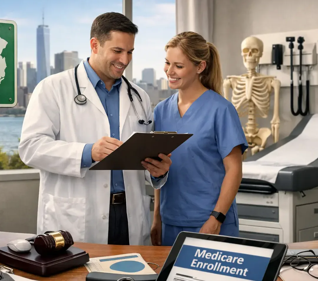 Clinical team in a modern medical office environment